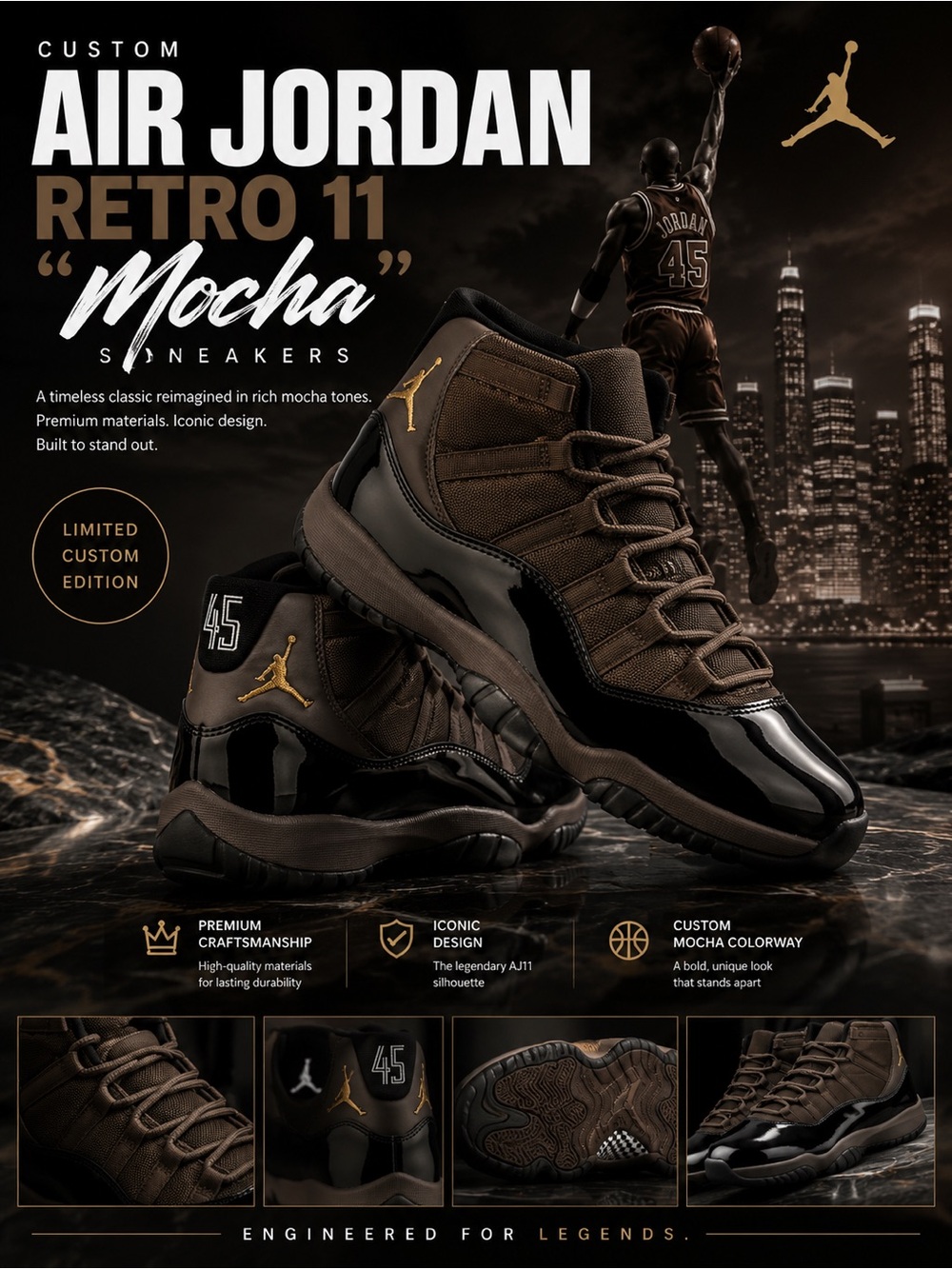 New!🔥Custom Air Jordan Retro 11 “Mocha” sneakers!🔥